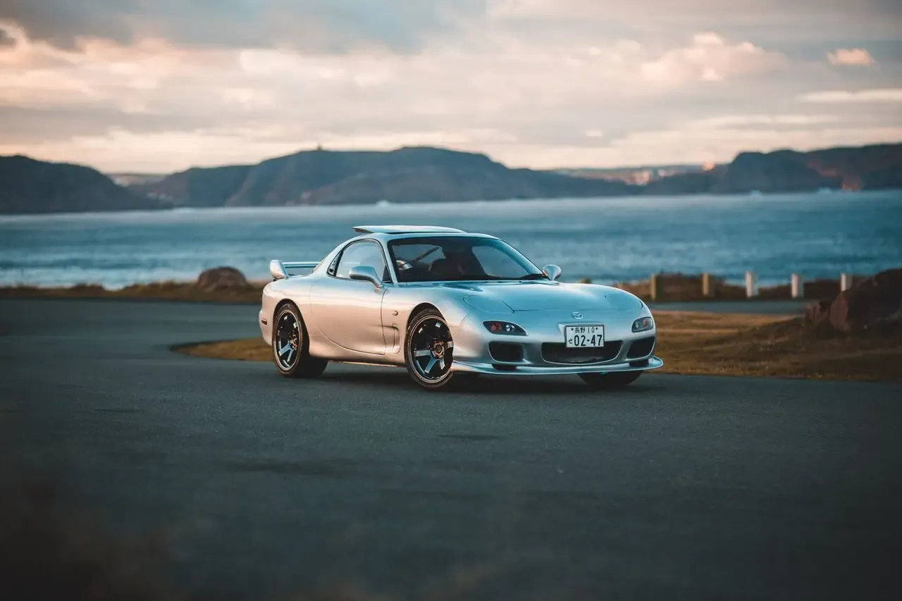 A Mazda RX-7 FD, front three-quarter